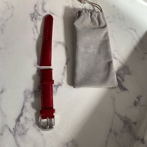Michele Watch 18mm scarlet patent strap